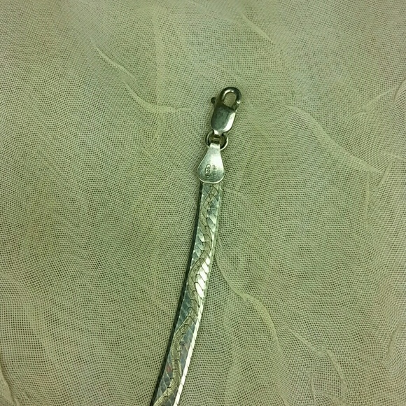 Sterling Silver Herringbone Wave Bracelet 4mm 7.5" Engraved Lobster Clasp Vntg - Picture 3 of 8